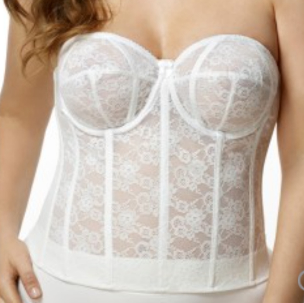 Elila Lace Longline Bra White size 34H
